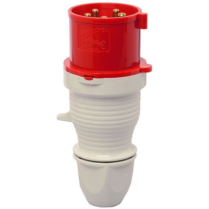 Фото Штекер на кабель СЕЕ-тип 5 пол.х32А, 400V, IP44, з сальником